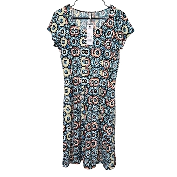 NY Collection Blue and Cream Flutter Sleeve Midi Sundress Size Medium Petite - Picture 1 of 6